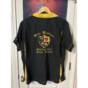 Vintage faded black bowling Shirt Size Large Made In USA Pure Pleasure